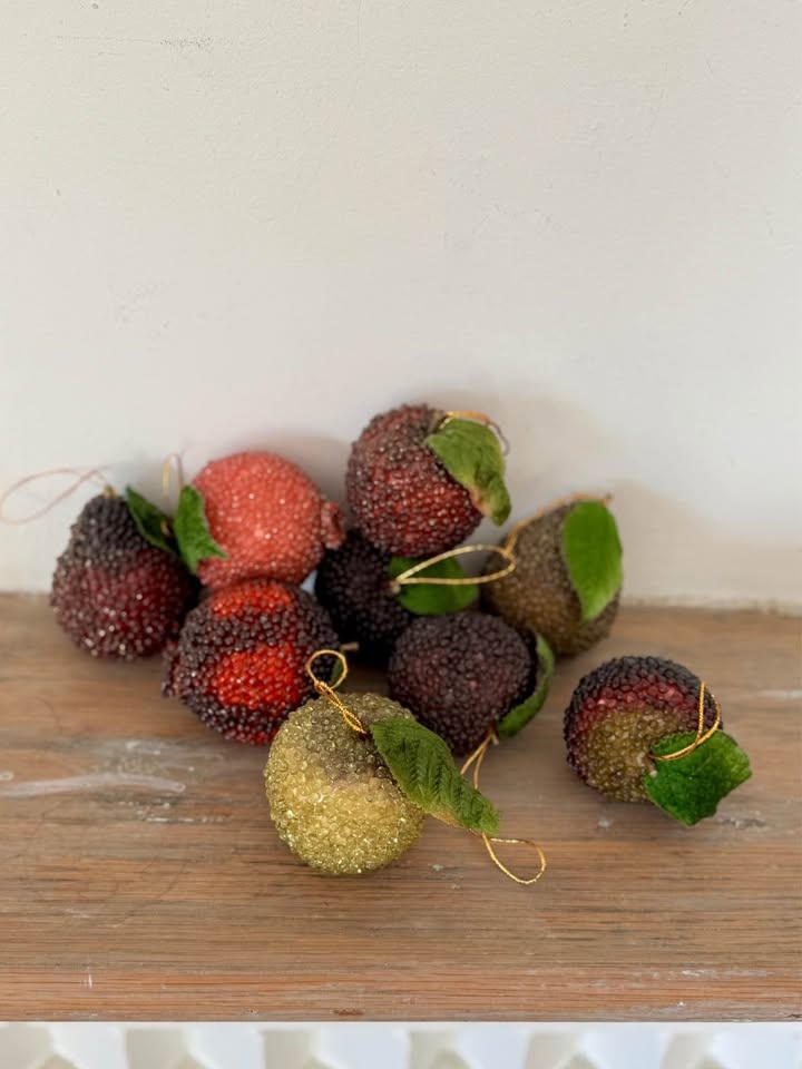 Vintage Beaded Fruit Christmas Ornaments - Set of 9 (Retro Decor - photo 2