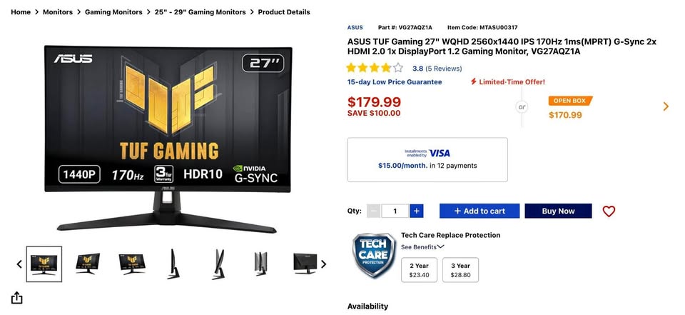 Asus Gaming Monitor 27 inch