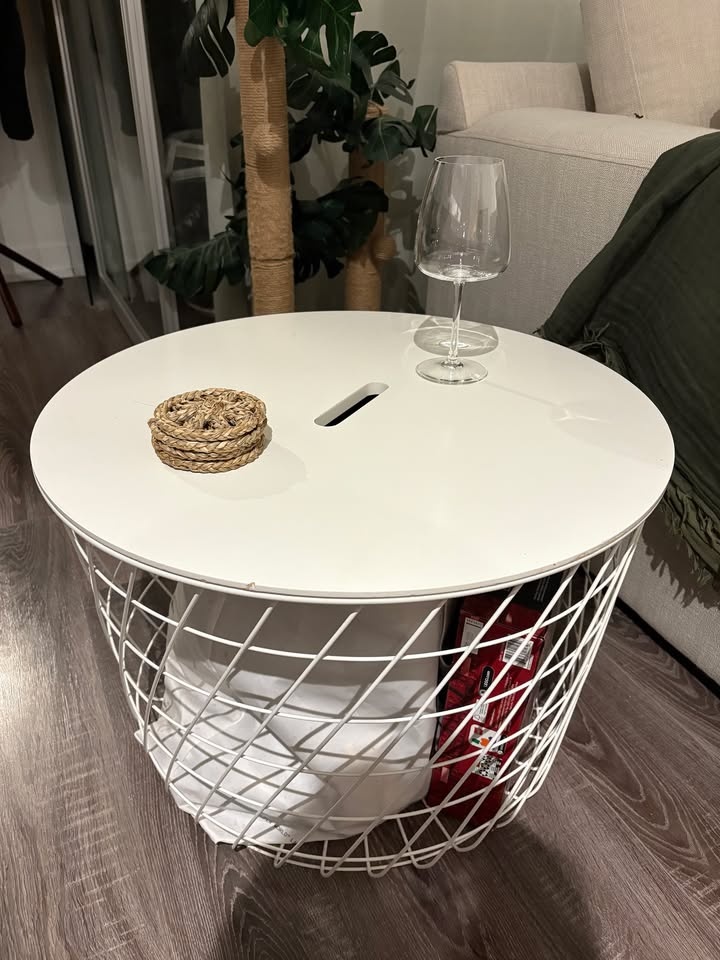 White storage table