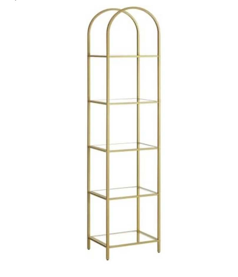 VASAGLE 5-Tier Tempered Glass Shelf – Metallic Gold | New in Box - photo 2