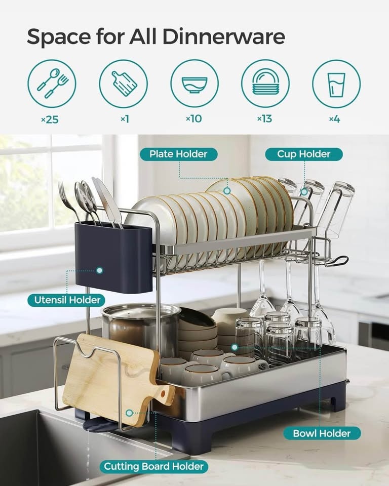 ✨ SONGMICS Dish Drying Rack — Brand New (Silver/Grey) - photo 5