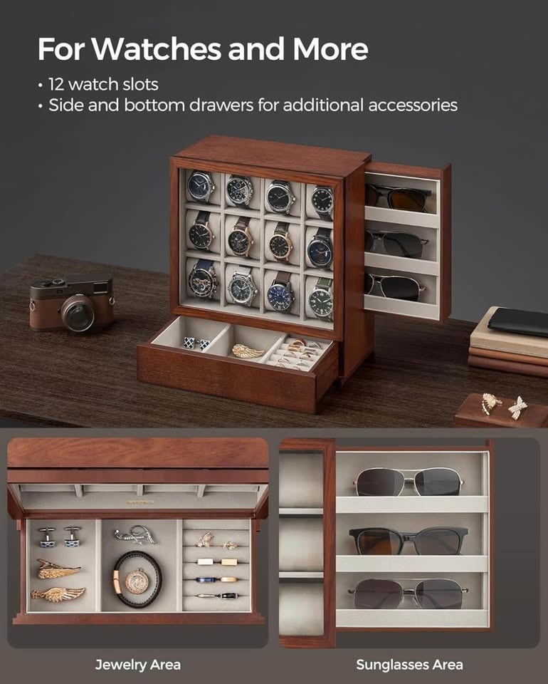 🕰️ Perfect gift ! Watch Storage Case – SONGMICS 12-Slot Watch Bo - photo 2