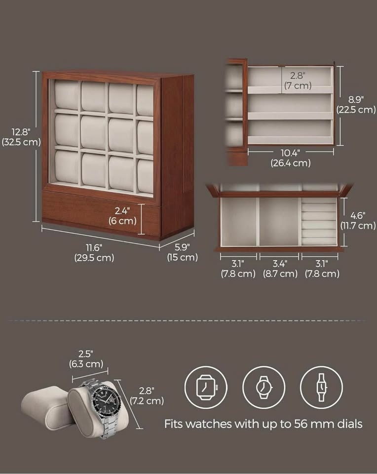 🕰️ Perfect gift ! Watch Storage Case – SONGMICS 12-Slot Watch Bo - photo 3