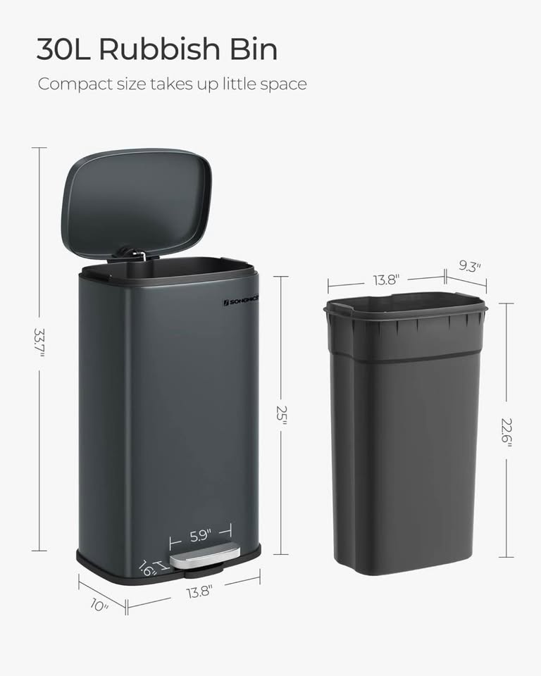 BRAND NEW SONGMICS 8-Gallon Trash Can + 30 Bags - photo 5