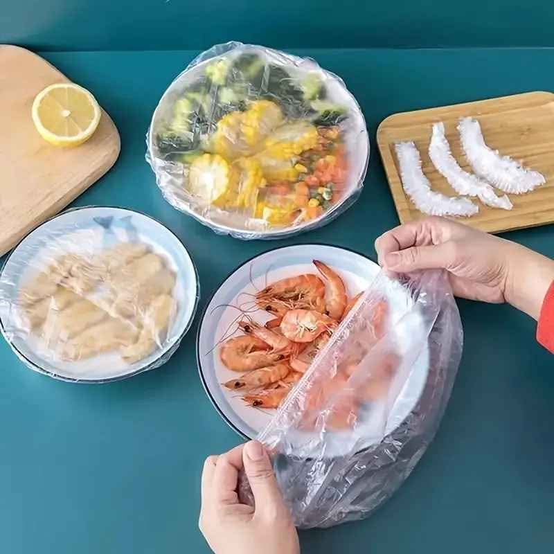 100pcs Stretchable Clear Elastic Food Freshness Wrap - photo 2