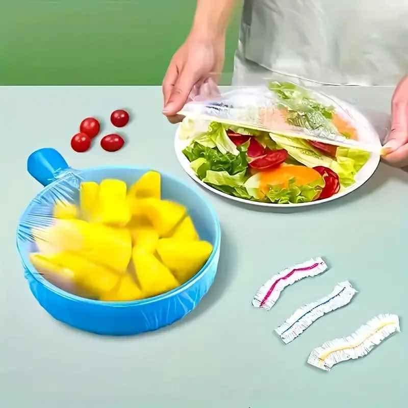 100pcs Stretchable Clear Elastic Food Freshness Wrap - photo 3