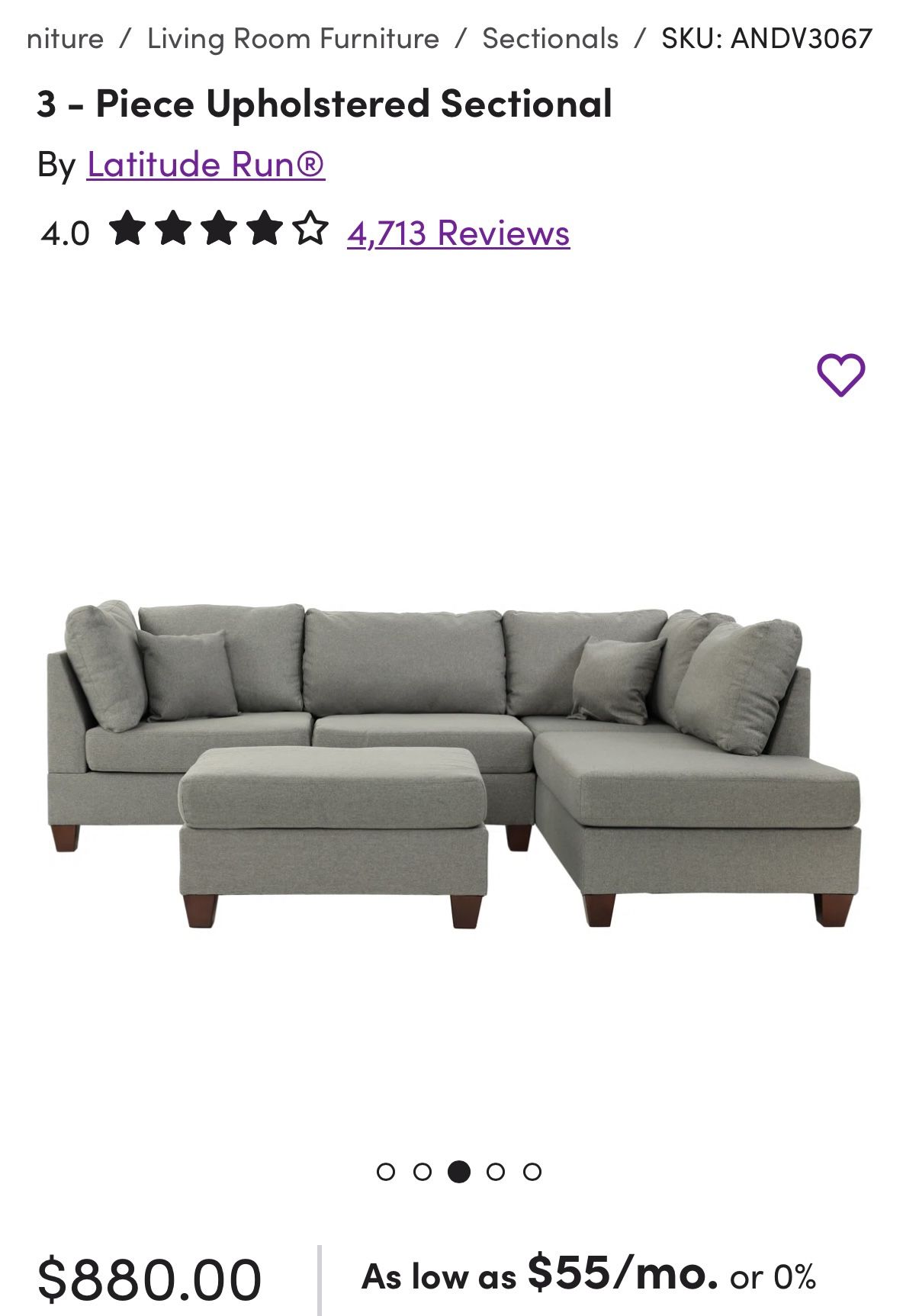 Upholstered Sectional + Ottoman - photo 2