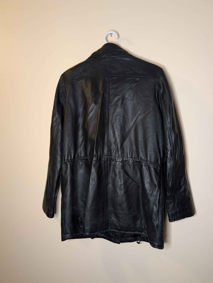 Danier Quilted Black Leather Field Jacket, Leather Jacket Size S - photo 2