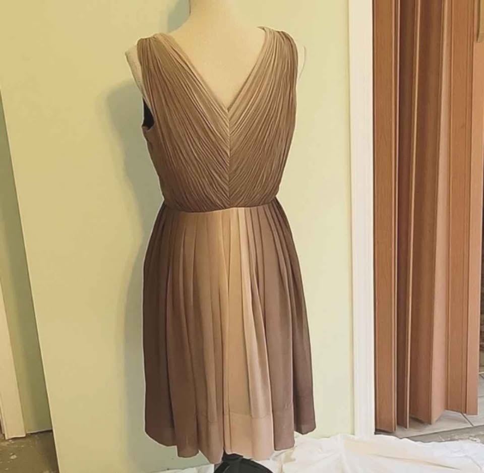 talbots size medium brown and cream colored v neck dress - photo 2