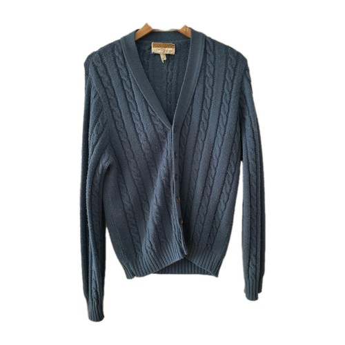 Vintage Jantzen Cardigan Medium Blue Cable Knit