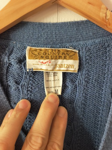 Vintage Jantzen Cardigan Medium Blue Cable Knit - photo 3