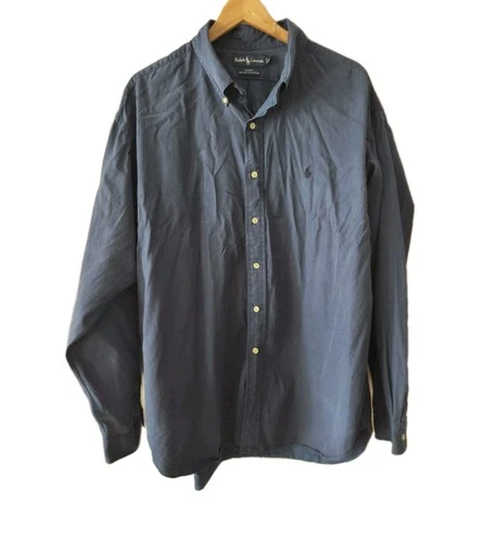 Vtg 90s Ralph Lauren Silk Cotton Shirt Mens XXL