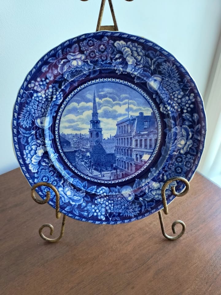 Vintage Staffordshire Blue Transferware Plate