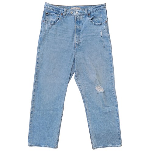Levi's Ribcage Straight Ankle Jeans Womens Sz 32x27 Blue