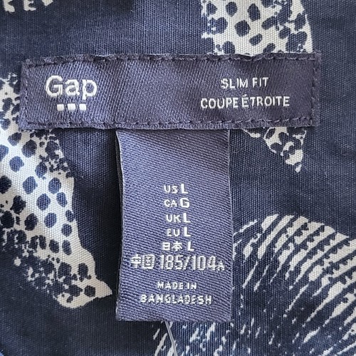 NWT GAP Button Down Shirt Mens Large L Navy Blue Slim Fit Conver - photo 2