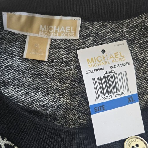 Michael Kors Cardigan Sweater Womens Size XL Black Silver Knit M - photo 3