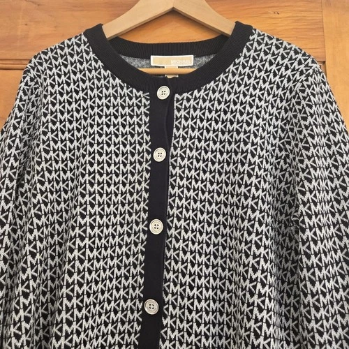 Michael Kors Cardigan Sweater Womens Size XL Black Silver Knit M - photo 4