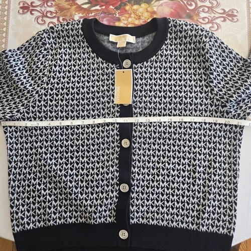 Michael Kors Cardigan Sweater Womens Size XL Black Silver Knit M - photo 5