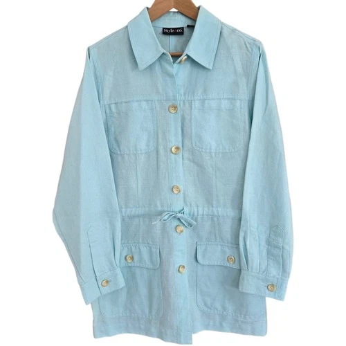 Style & Co. Shirt Women Medium Blue Sea Mist Button