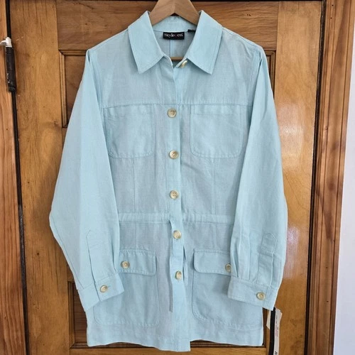 Style & Co. Shirt Women Medium Blue Sea Mist Button - photo 3