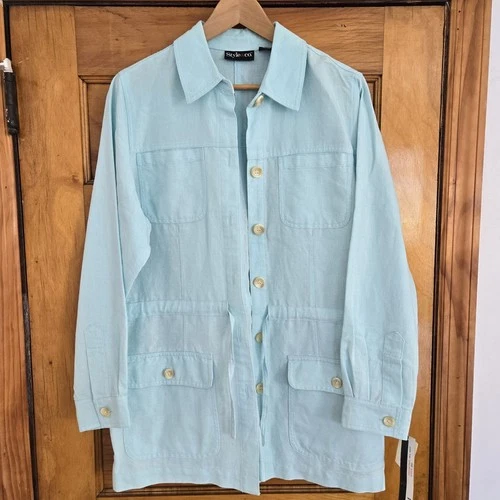Style & Co. Shirt Women Medium Blue Sea Mist Button - photo 4