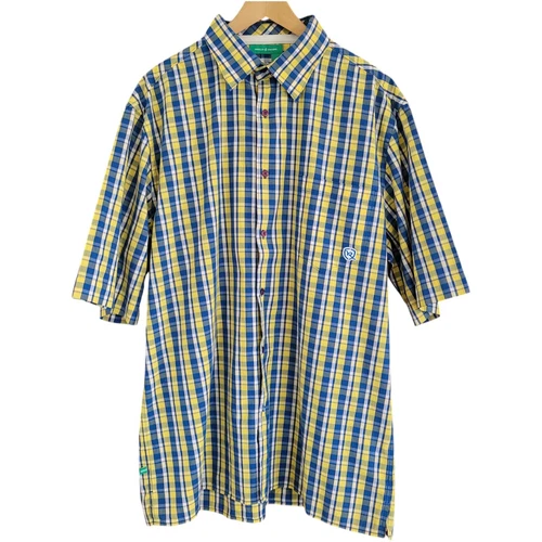 Rocawear Button-Up Shirt Mens XL Blue Yellow Plaid Short Sleeve