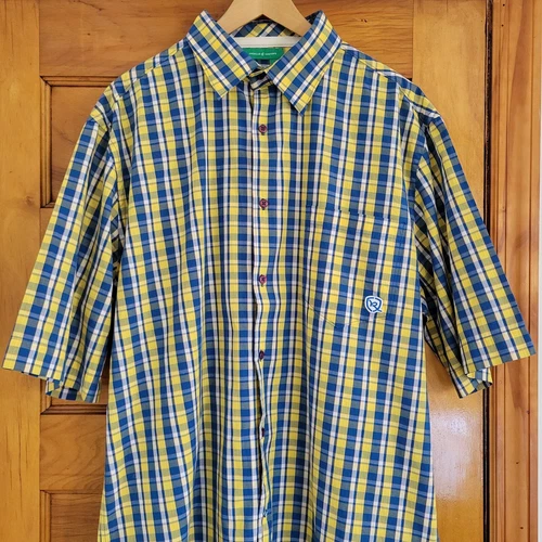Rocawear Button-Up Shirt Mens XL Blue Yellow Plaid Short Sleeve - photo 3