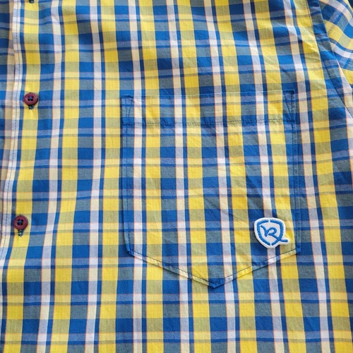 Rocawear Button-Up Shirt Mens XL Blue Yellow Plaid Short Sleeve - photo 4