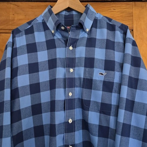 Vineyard Vines Shirt Mens Size L Blue Plaid Whale - photo 3