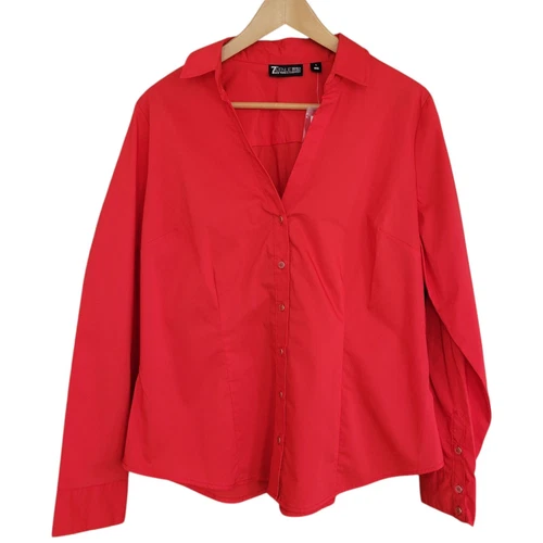 7th Avenue NY&Co Button Down Shirt Womens Large Red