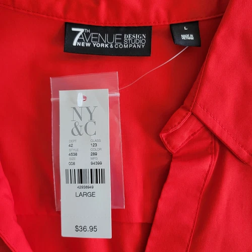 7th Avenue NY&Co Button Down Shirt Womens Large Red - photo 2