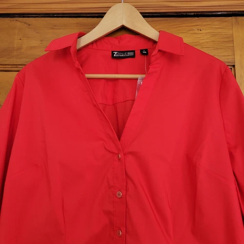 7th Avenue NY&Co Button Down Shirt Womens Large Red - photo 3