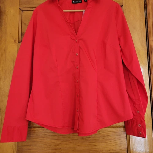 7th Avenue NY&Co Button Down Shirt Womens Large Red - photo 4