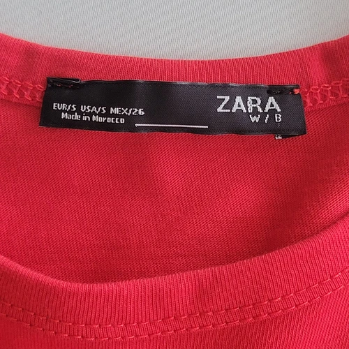 Zara Rose Sequins T-Shirt Womens Size Small Red Floral Short Sle - photo 3