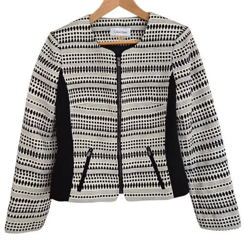 Calvin Klein Blazer Jacket Womens Size 8 Swiss Dot
