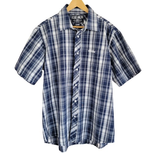 Ecko Unlimited Shirt Mens XL Blue White Plaid