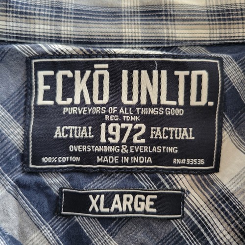 Ecko Unlimited Shirt Mens XL Blue White Plaid - photo 2