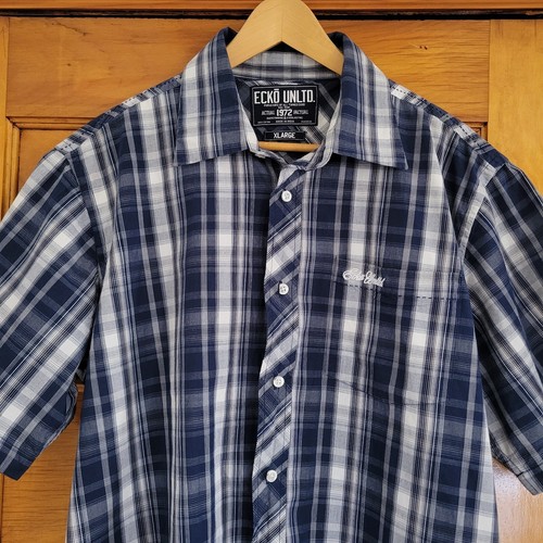 Ecko Unlimited Shirt Mens XL Blue White Plaid - photo 3