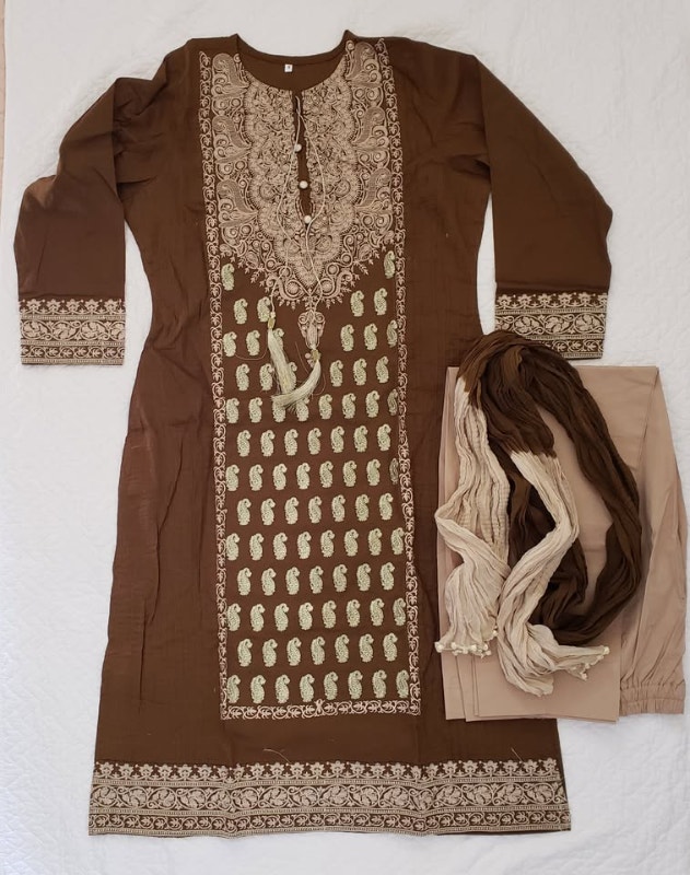 NEW Shalwar Kameez Brown, Brass embroidery
