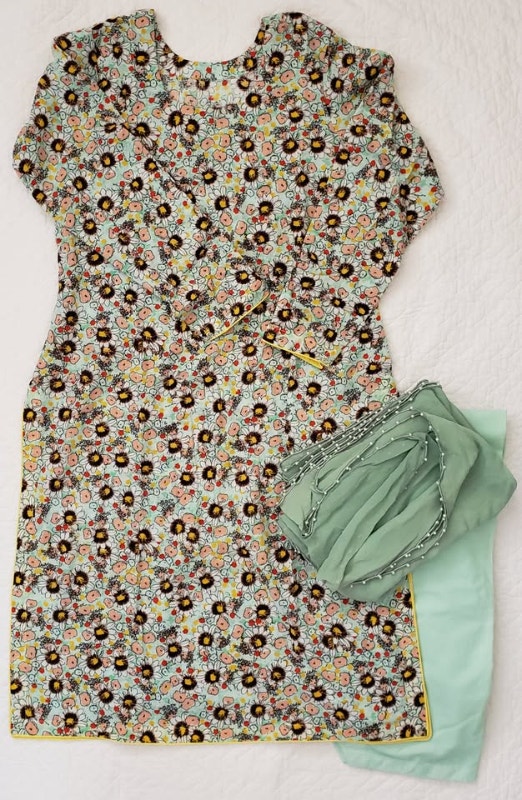 NEW Shalwar Kameez Mint Green, Red/White/Black Floral