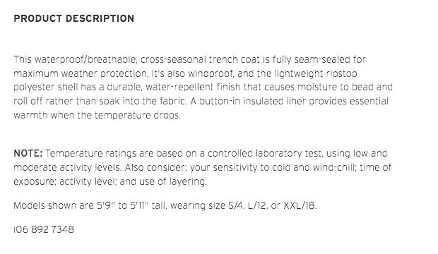 Petite L Rain Trench Coat w Removable Insulation - photo 5