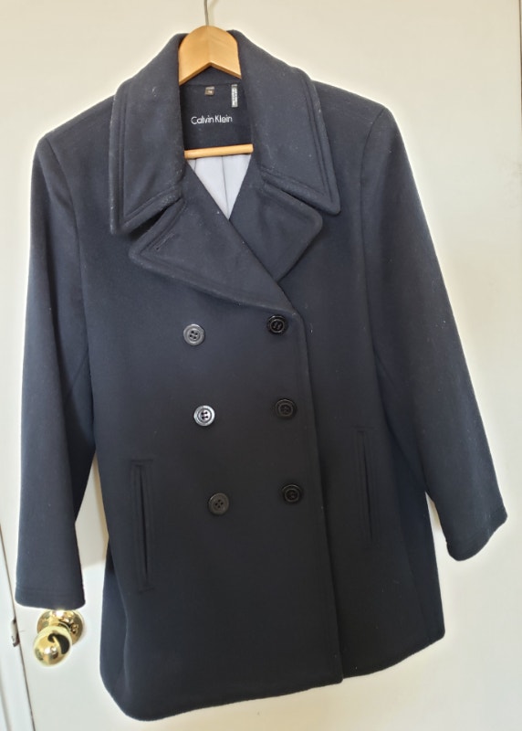 Calvin Klein Wool Peacoat, Navy, 12