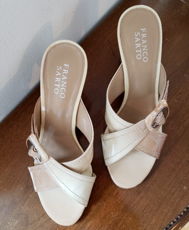 NEW Franco Sarto Patent Leather Sandals, Ombre Cream/Tan, 7.5M - photo 2