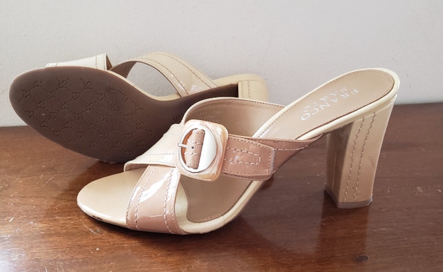 NEW Franco Sarto Patent Leather Sandals, Ombre Cream/Tan, 7.5M - photo 3