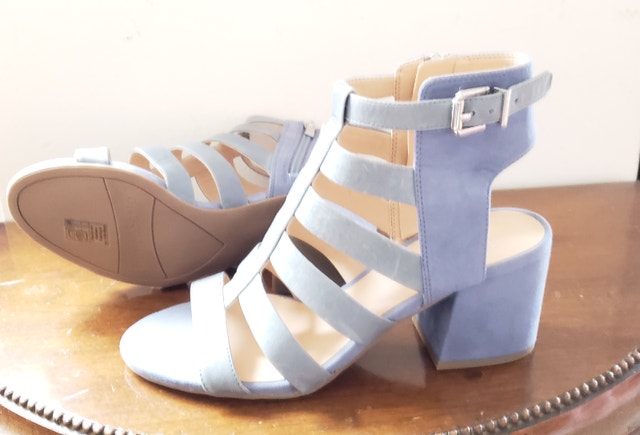NEW Franco Sarto Leather Gladiator/Cage Sandals, Light Blue, 7.5 - photo 3