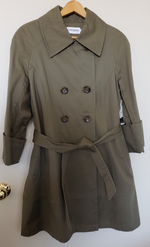 NEW w Tags Hilary Radley Trench Jacket, Olive, 12