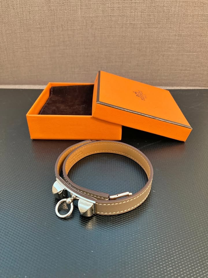 Hermes Made in France Rivale Double Tour Leather Bracelet
