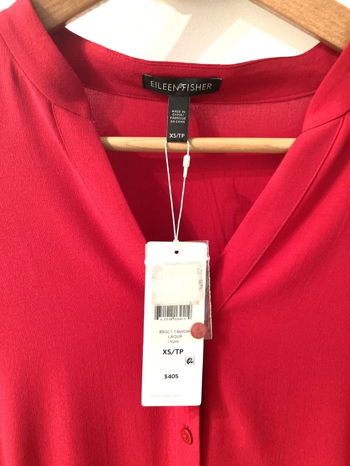 Brand New Eileen Fisher Silk Mandarin Collar Shirt - photo 3