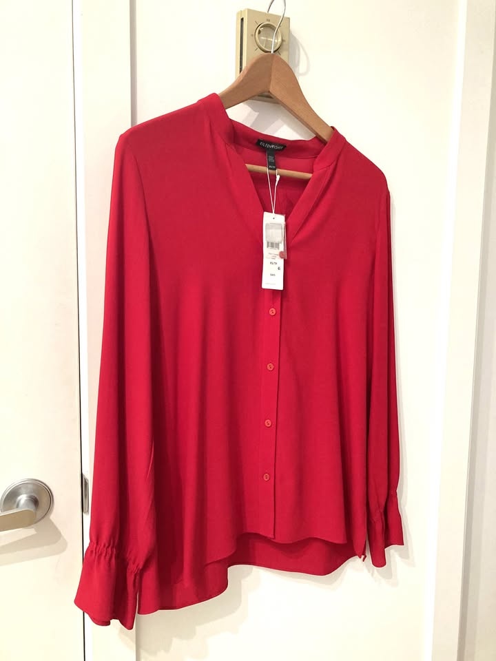 Brand New Eileen Fisher Silk Mandarin Collar Shirt - photo 4