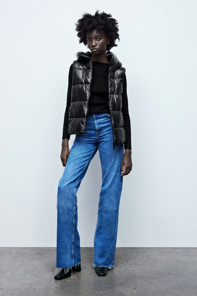 Zara Black Puffer Vest